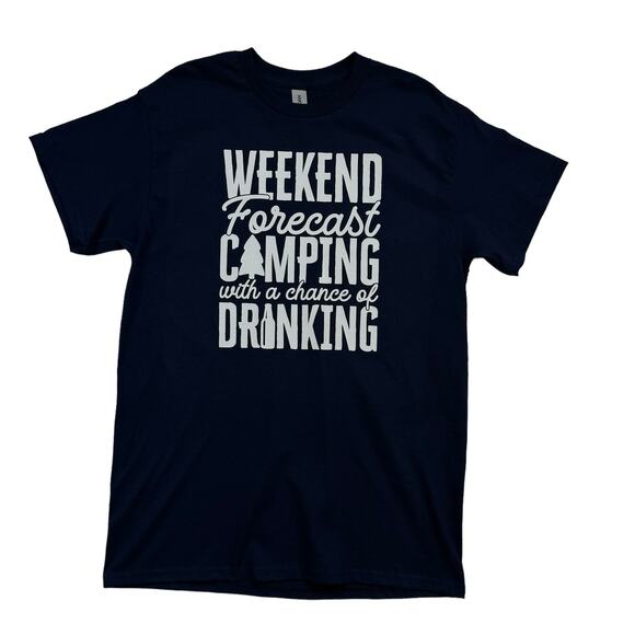 Weekend Forecast Camping With a Chance of Drinking Large T-Shirt Navy Blue - Picture 2 of 6